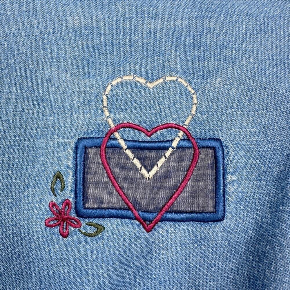 Christopher Banks Shirt Womens LARGE Vintage Embroidered Heart Country Grandma - Picture 9 of 10